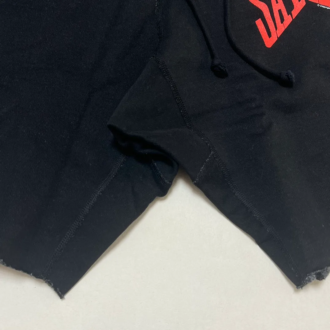 SAINT Mxxxxxx 'SAINT' SWEAT SHORTS/GRY/BLK embroidered SAINT LOGO basic shorts, distressed gray/washed black S-XL, four needles and six threads throughout, produced by a major domestic factory, imported Tajima machine embroidery, washed and distressed, original version